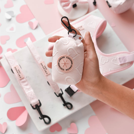 Luxe Poop Bag Holder - Baby Pink Heart