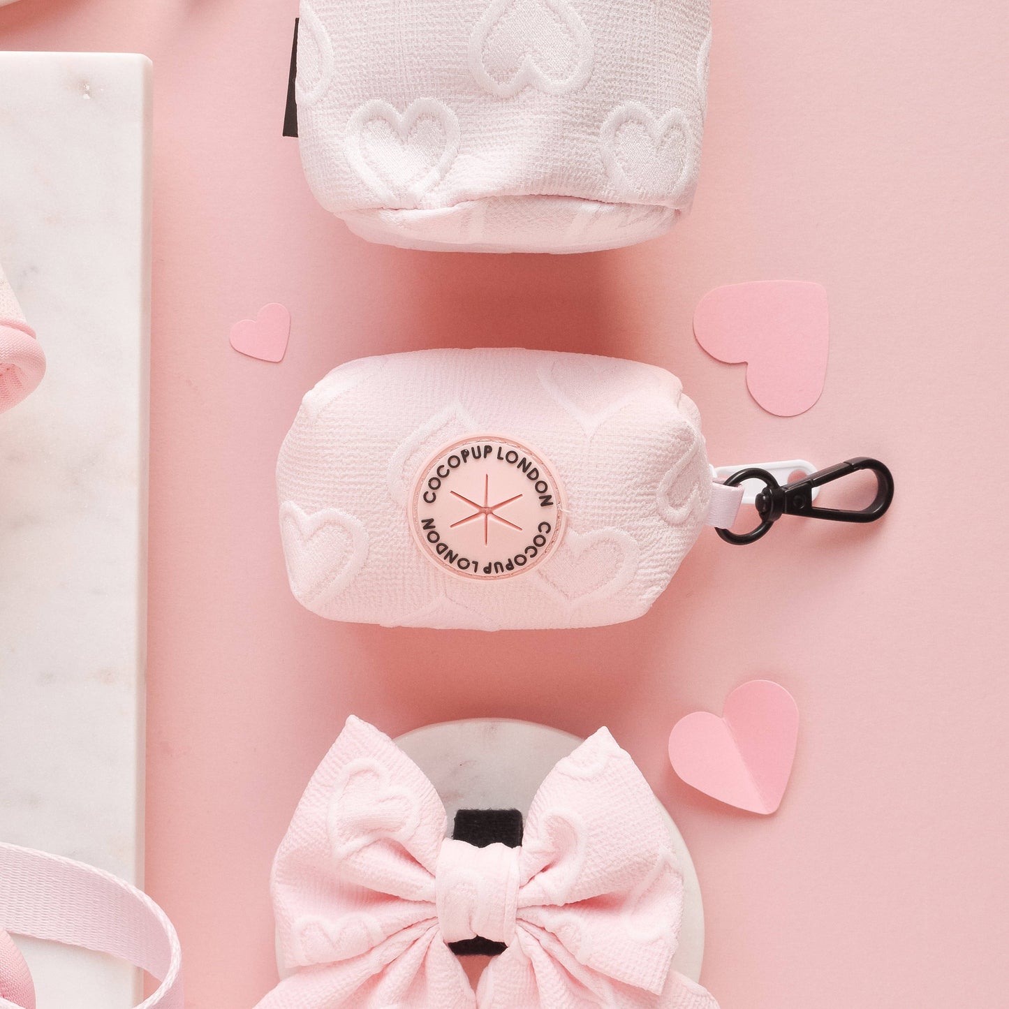 Luxe Poop Bag Holder - Baby Pink Heart