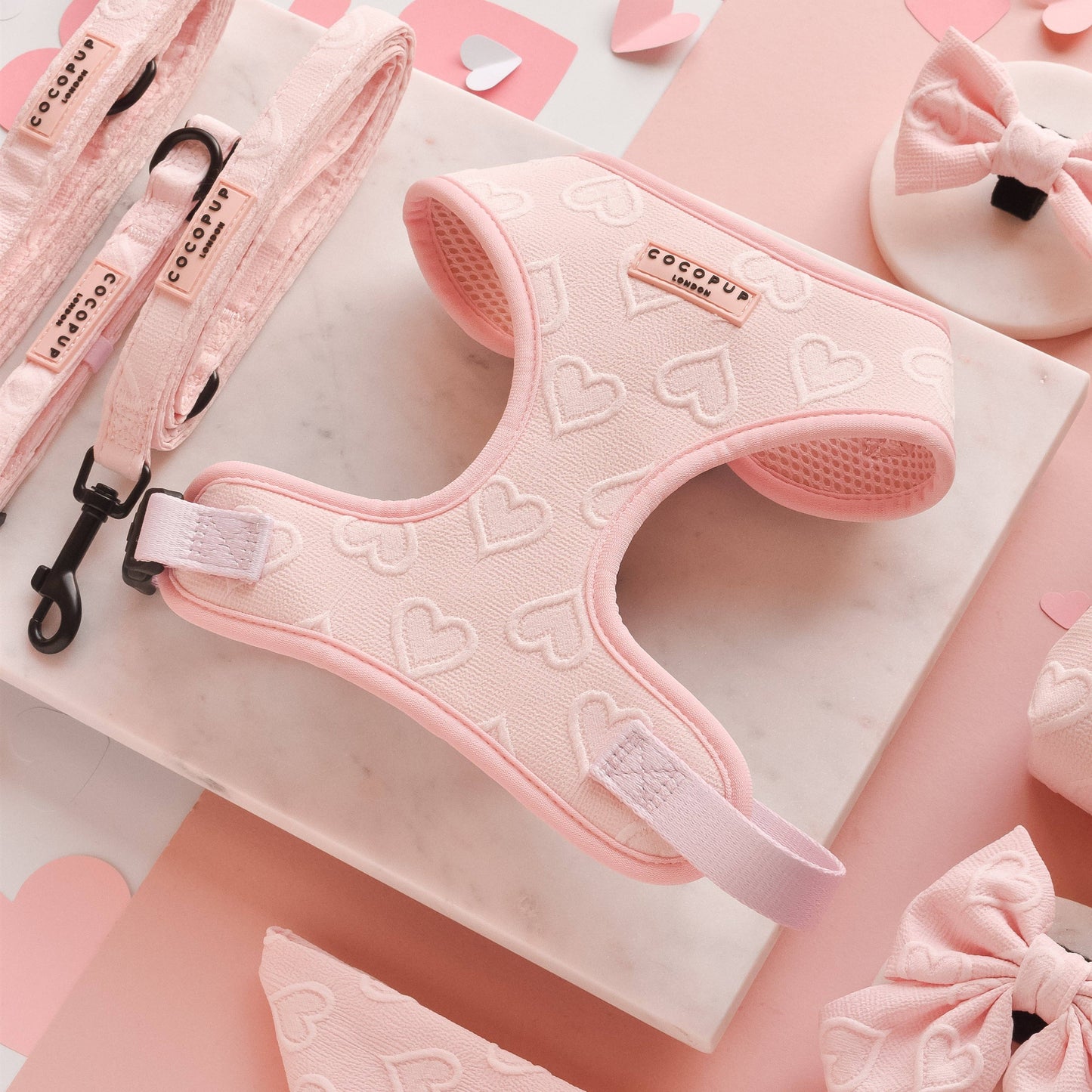 Luxe Adjustable Neck Harness - Baby Pink Heart: