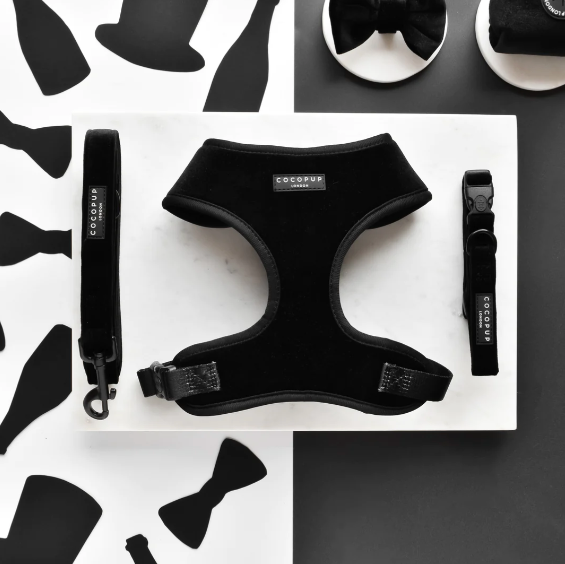 LUXE Velvet Adjustable Neck Harness - Noir: L