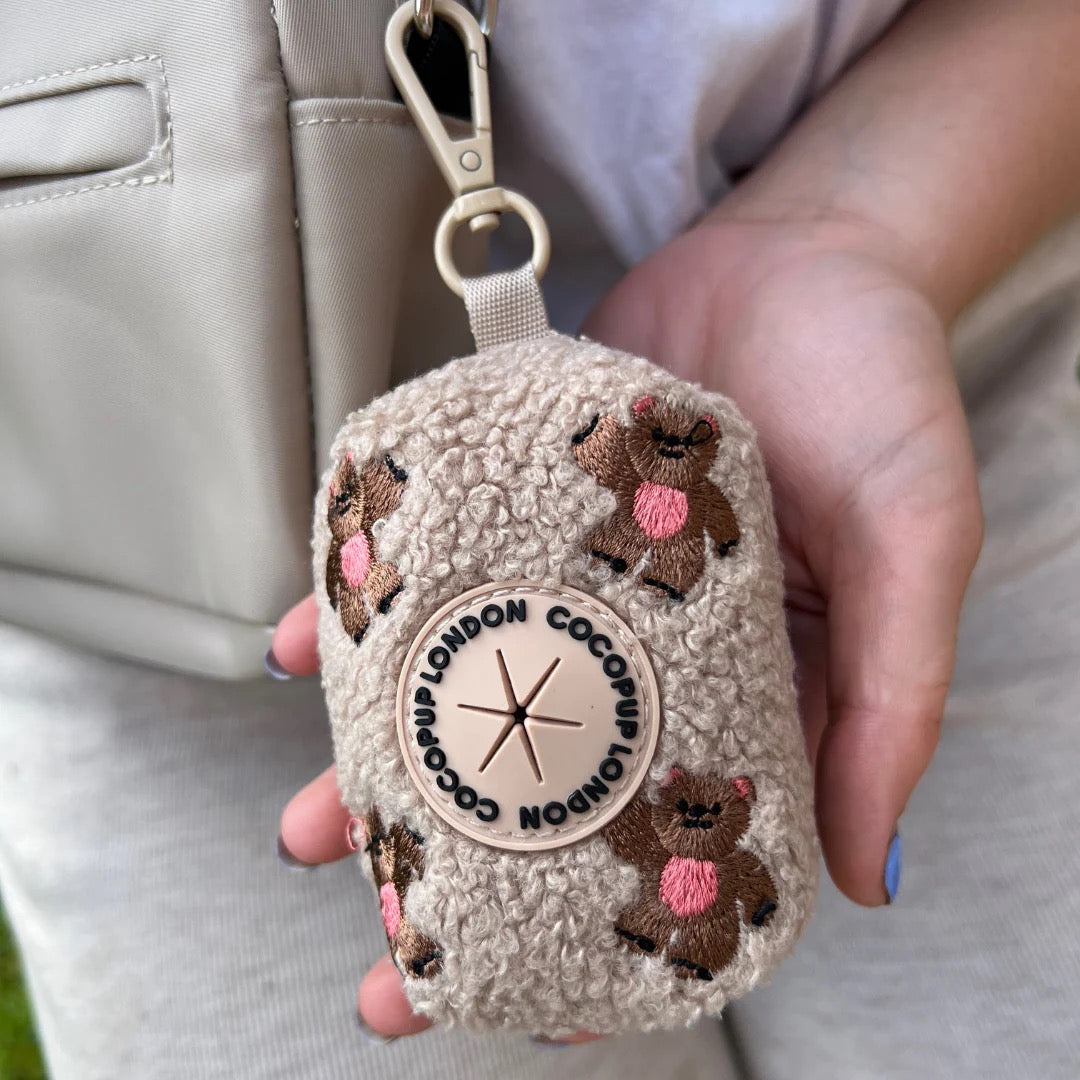 THEO EMBROIDERED TEDDY POOP BAG HOLDER