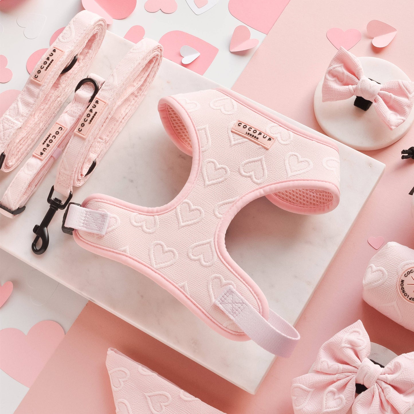 Luxe Adjustable Neck Harness - Baby Pink Heart: