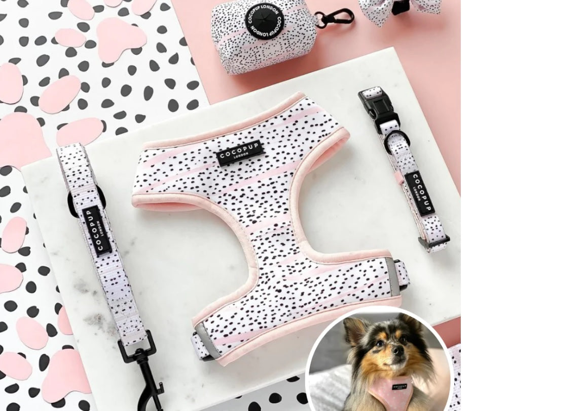 Dog Harness - Adjustable - Pink Dalmation