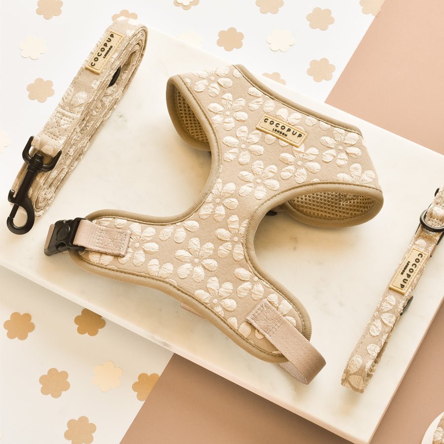 Dog lead - Cocopup - LUXE - Mocha flower - Milly & Me Pet Wear