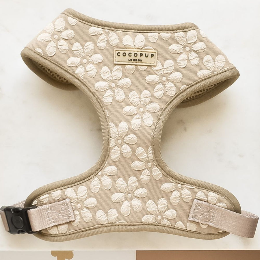 Dog Harness - Adjustable - LUXE - Mocha flower