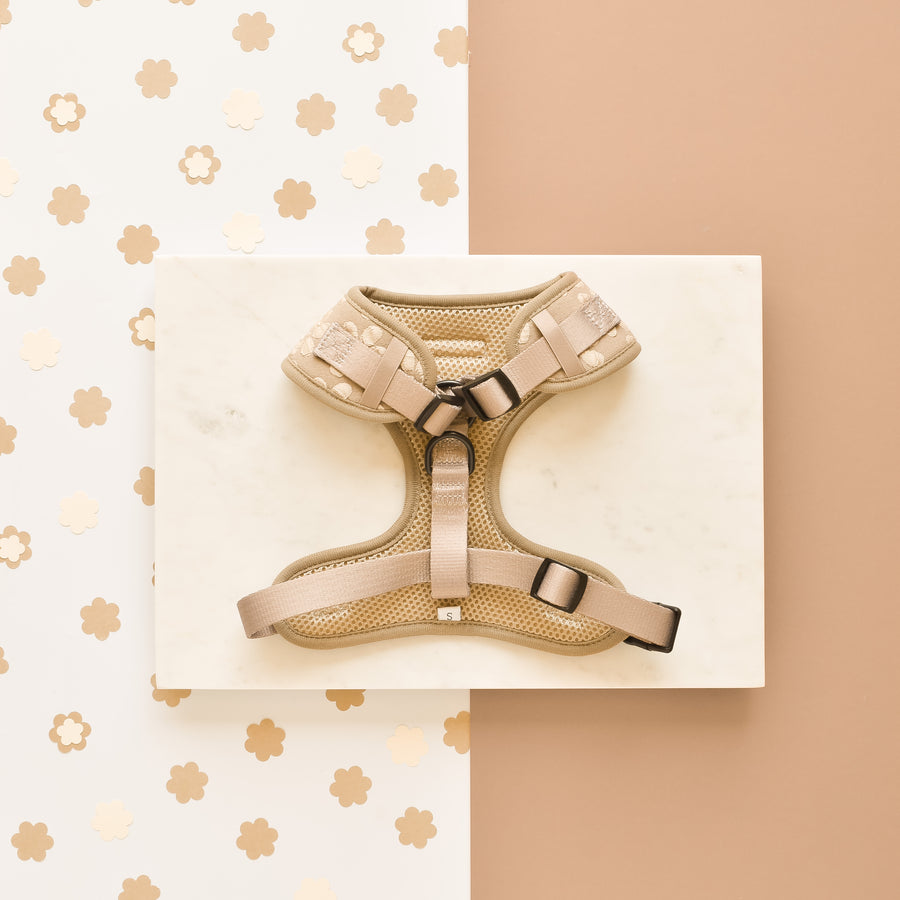 Dog Harness - Adjustable - LUXE - Mocha flower