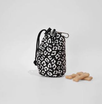 Dog Treat Pouch - Drawstring - Black Leopard