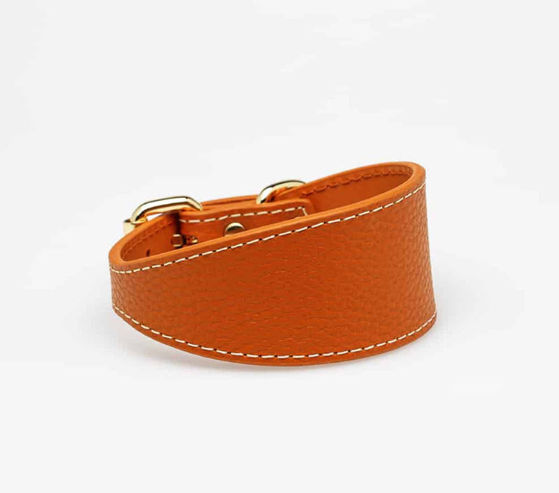 Dog Collar - Leather - Wide - Cognac