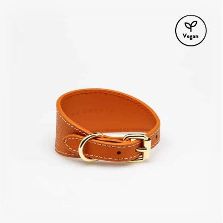 Dog Collar - Vegan - Wide - Cognac