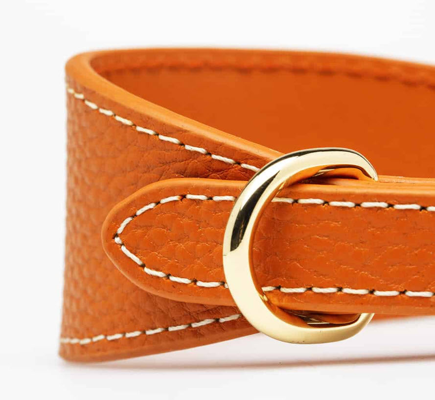 Dog Collar - Leather - Wide - Cognac