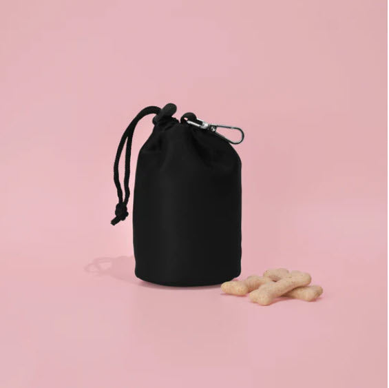 Dog Treat Pouch - Drawstring - Plain Black