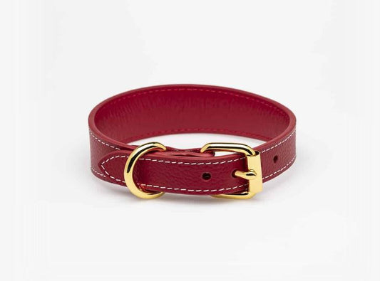 Dog Collar - Leather - Thin - Red