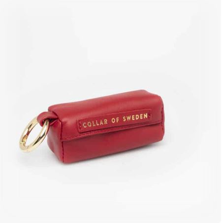 Dog Poop Bag Holder - Leather - Red