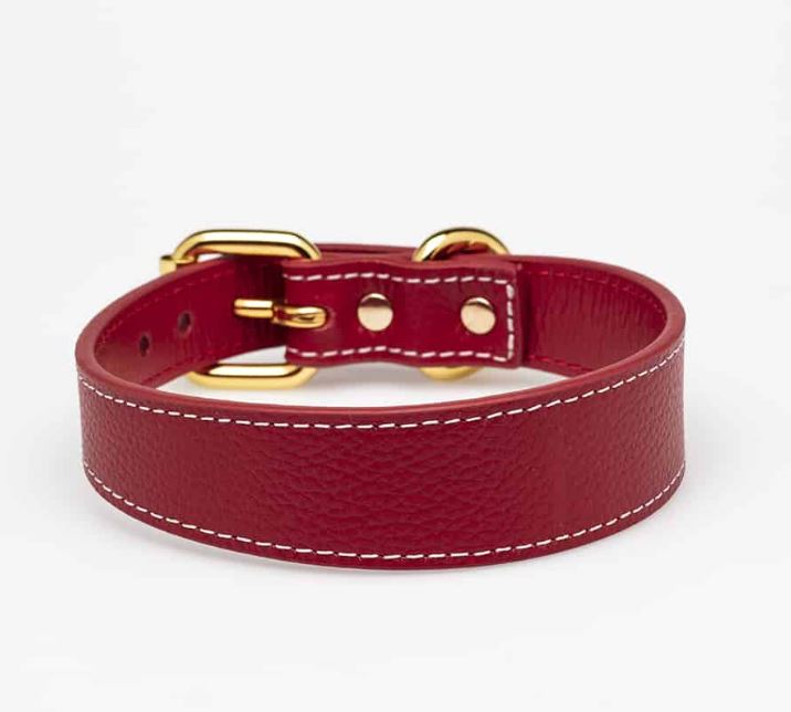 Dog Collar - Leather - Thin - Red