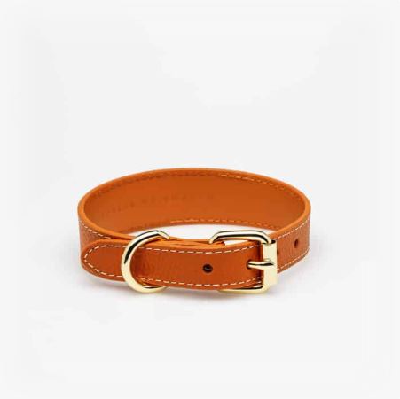 Dog Collar - Leather - Thin - Cognac