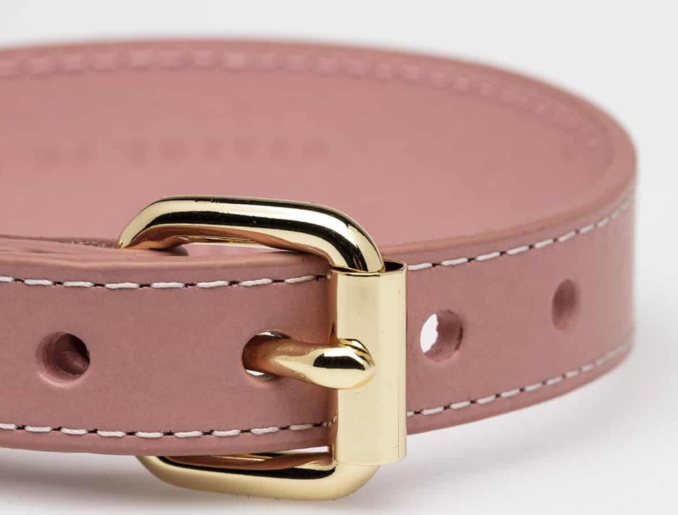 Dog Collar - Leather - Thin - Pink - Milly & Me Pet Wear