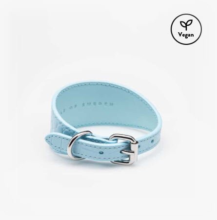 Dog Collar - Vegan - Wide - Baby Blue Crocco - Milly & Me Pet Wear