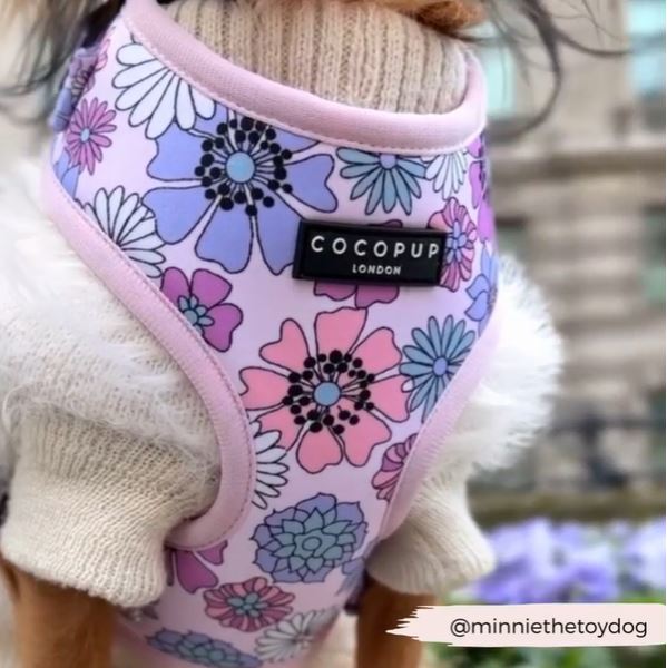 Dog Harness - Adjustable - Pastel Flowers - Milly & Me Pet Wear