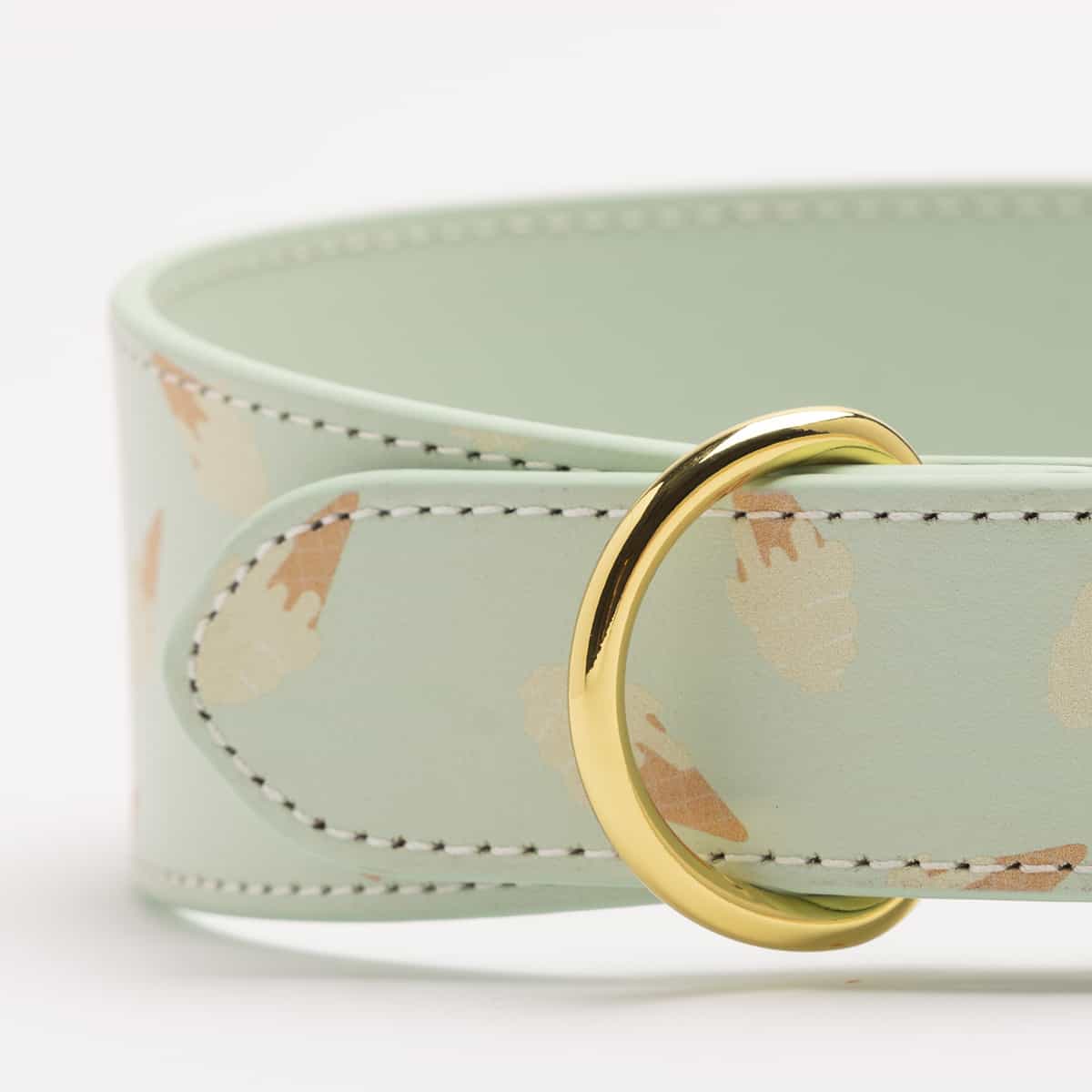 Dog Collar - Leather - Wide - Ice Cream