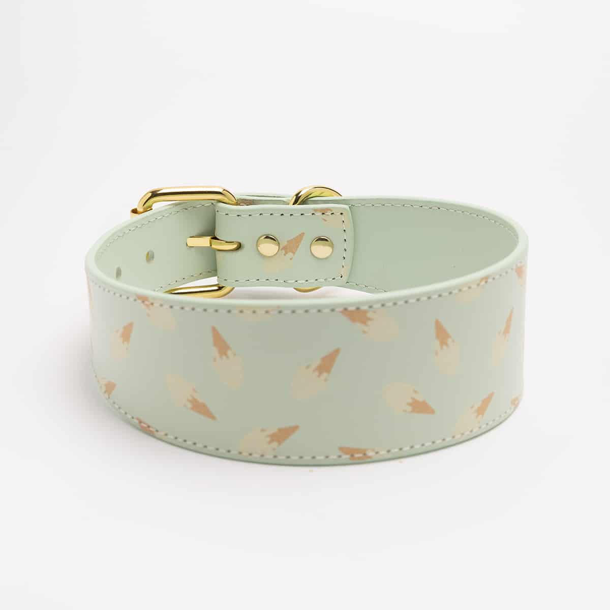 Dog Collar - Leather - Wide - Ice Cream