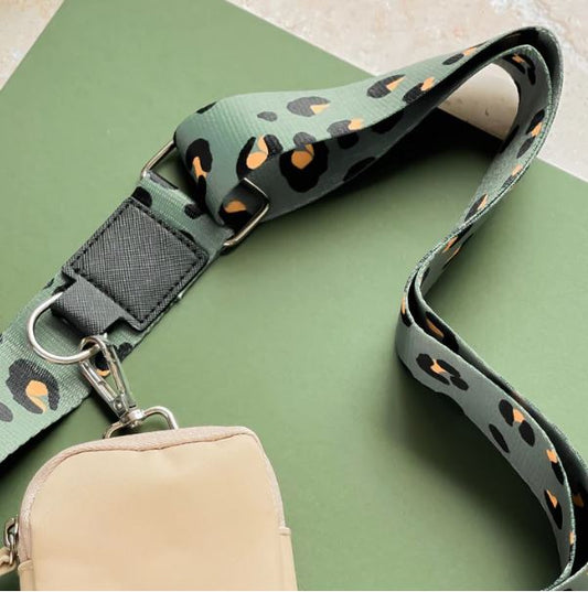 Bag Strap - Adjustable -  Khaki Leopard